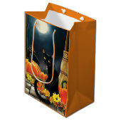 Black Halloween Cat Medium Cadeauzakje (Voorkant Gekanteld)