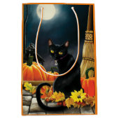 Black Halloween Cat Medium Cadeauzakje (Voorkant)