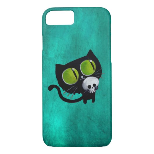 Black Halloween Cat met schedel Case-Mate iPhone Case (Achterkant)