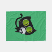 Black Halloween Cat met schedel Fleece Deken (Voorkant (Horizontaal))