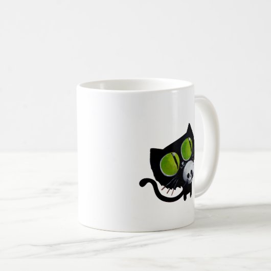 Black Halloween Cat met schedel Koffiemok (Voorkant rechts)
