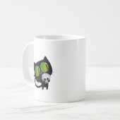 Black Halloween Cat met schedel Koffiemok (Voorkant links)