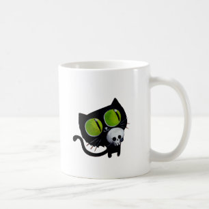 Black Halloween Cat met schedel Koffiemok