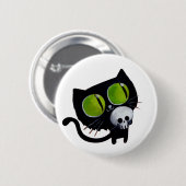 Black Halloween Cat met schedel Ronde Button 5,7 Cm (Voorkant /achterkant)
