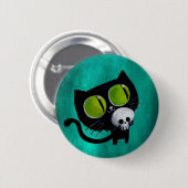 Black Halloween Cat met schedel Ronde Button 5,7 Cm (Voorkant /achterkant)