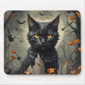 Black Halloween Cat Muismat (Voorkant)