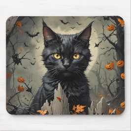 Black Halloween Cat Muismat