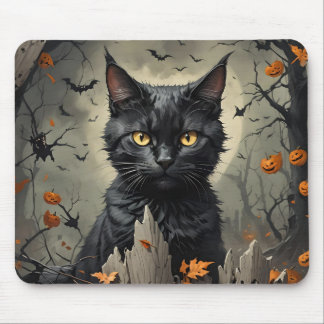 Black Halloween Cat Muismat