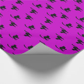 Black Halloween Cat op Paars Cadeaupapier (Hoek)