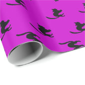 Black Halloween Cat op Paars Cadeaupapier (Rol Hoek)