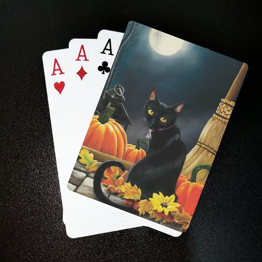 Black Halloween Cat Pokerkaarten