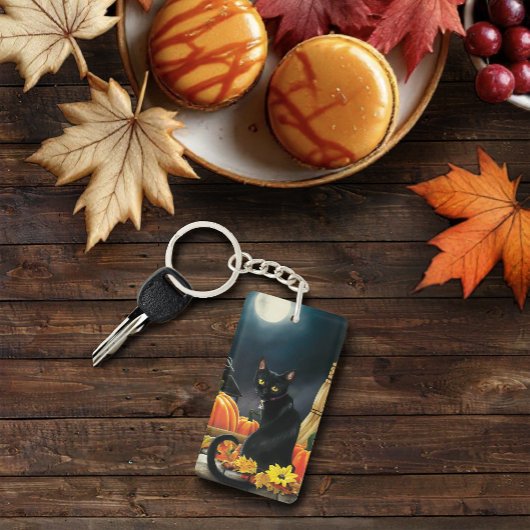 Black Halloween Cat Sleutelhanger