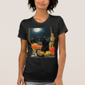 Black Halloween Cat T-shirt (Voorkant)