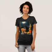 Black Halloween Cat T-shirt (Voorkant volledig)