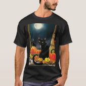 Black Halloween Cat T-shirt (Voorkant)