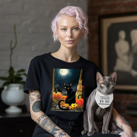 Black Halloween Cat T-shirt
