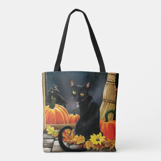 Black Halloween Cat Tote Bag (Achterkant)