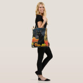 Black Halloween Cat Tote Bag (Op model)