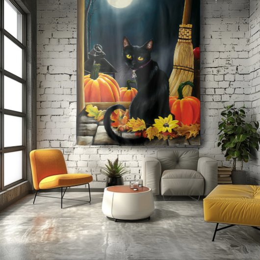Black Halloween Cat Wandkleed