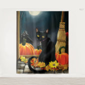 Black Halloween Cat Wandkleed (Voorkant)