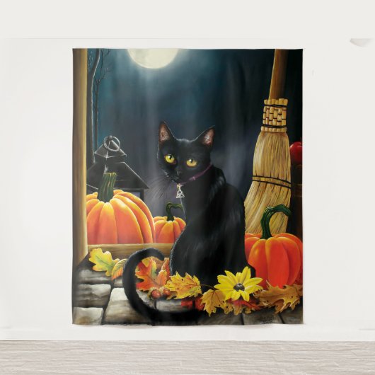 Black Halloween Cat Wandkleed (Voorkant)