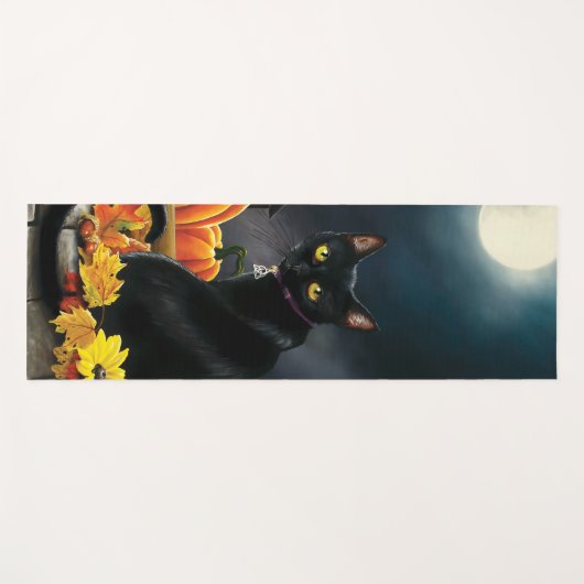 Black Halloween Cat Yogamat (Voorkant (horizontaal))