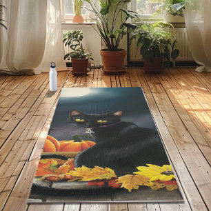 Black Halloween Cat Yogamat