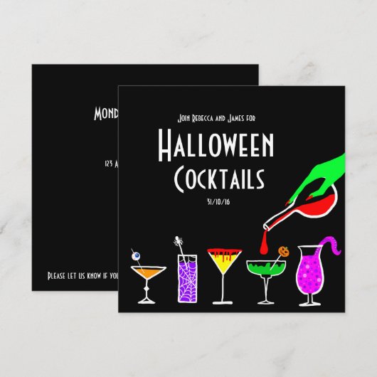Black Halloween cocktails drink party call Kaart (Voorkant / Achterkant)