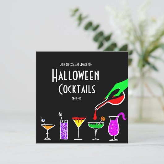 Black Halloween cocktails drink party call Kaart (Staand voorkant)