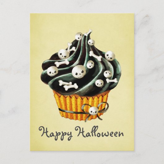 Black Halloween Cupcake Briefkaart (Voorkant)