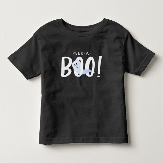 Black Halloween Cute Ghost Peek-A-Boo! Kinder Shirts (Voorkant)