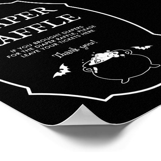 Black Halloween Goth Baby Shower Diaper Raffle Poster (Hoek)