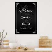 Black Halloween Gothic Spider Welcome to Wedding Poster (Keuken)