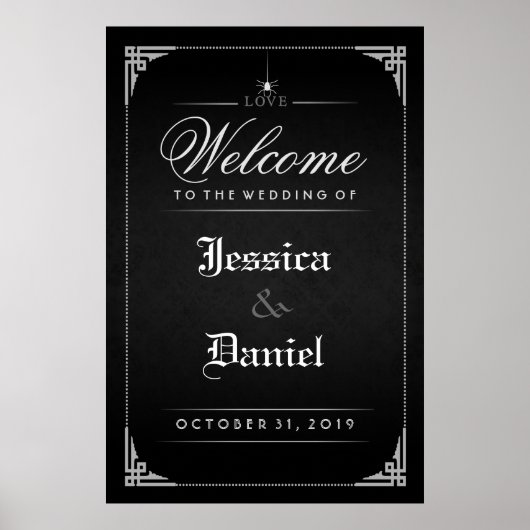 Black Halloween Gothic Spider Welcome to Wedding Poster (Voorkant)