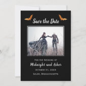 Black Halloween Gothic Wedding Save the Date (Voorkant)