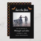 Black Halloween Gothic Wedding Save the Date (Voorkant / Achterkant)