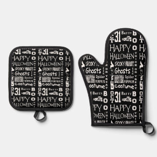Black Halloween Ovenwant & Pannenlap Set