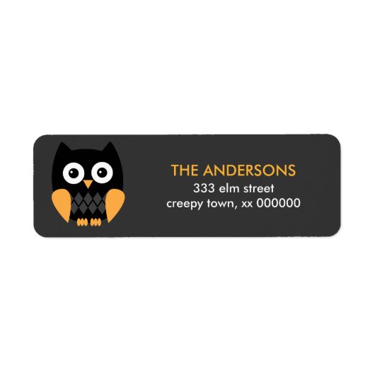 Black Halloween Owl Halloween Labels (Voorkant)