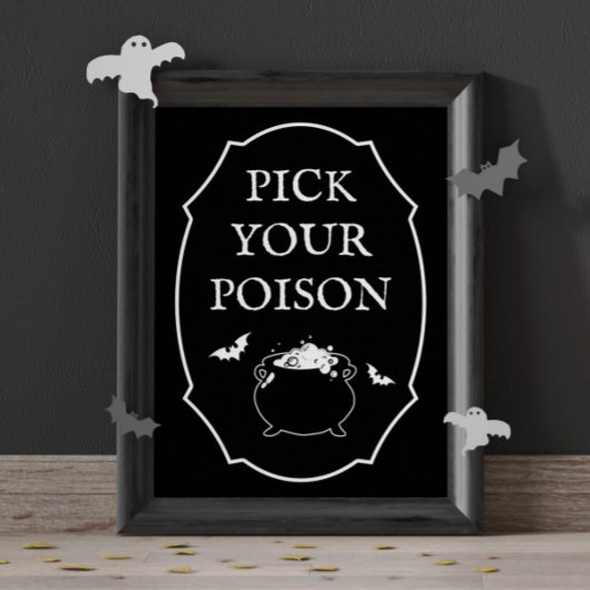 Black Halloween Party Pick You Poison Poster
