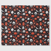 Black Halloween Pattern with pumpkins and ghosts Cadeaupapier (Vlak)