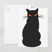 Black Hallowen Cat Briefkaart (Voorkant / Achterkant)