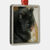 Black Hamster Photo Metalen Ornament (Rechts)