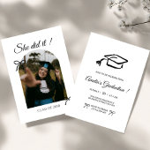 Black Hand drawn Bow graduation party invitation Kaart