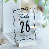 Black Hand Drawn Bow Wedding Acrylic Table Number Acryl Uitnodigingen