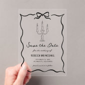Black Hand Drawn Bow Wedding Save the Date Acryl Uitnodigingen (Insitu (Draagbaar))