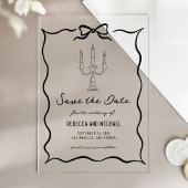 Black Hand Drawn Bow Wedding Save the Date Acryl Uitnodigingen