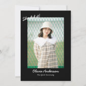 Black Hand Drawn Bow Ze deed het Photo Afstudeerde Kaart (Achterkant)