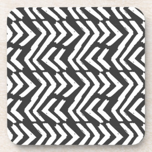 Black Hand Drawn Chevron Pattern Bier Onderzetter