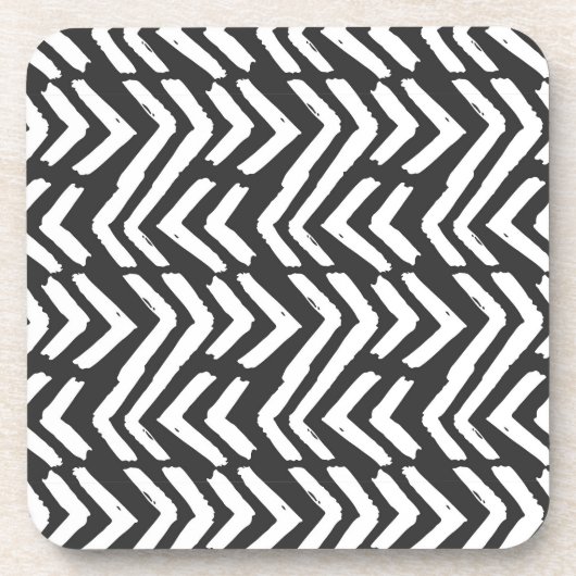 Black Hand Drawn Chevron Pattern Bier Onderzetter (Voorkant)