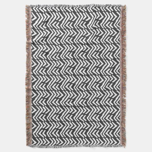Black Hand Drawn Chevron Pattern Deken (Voorkant Verticaal)